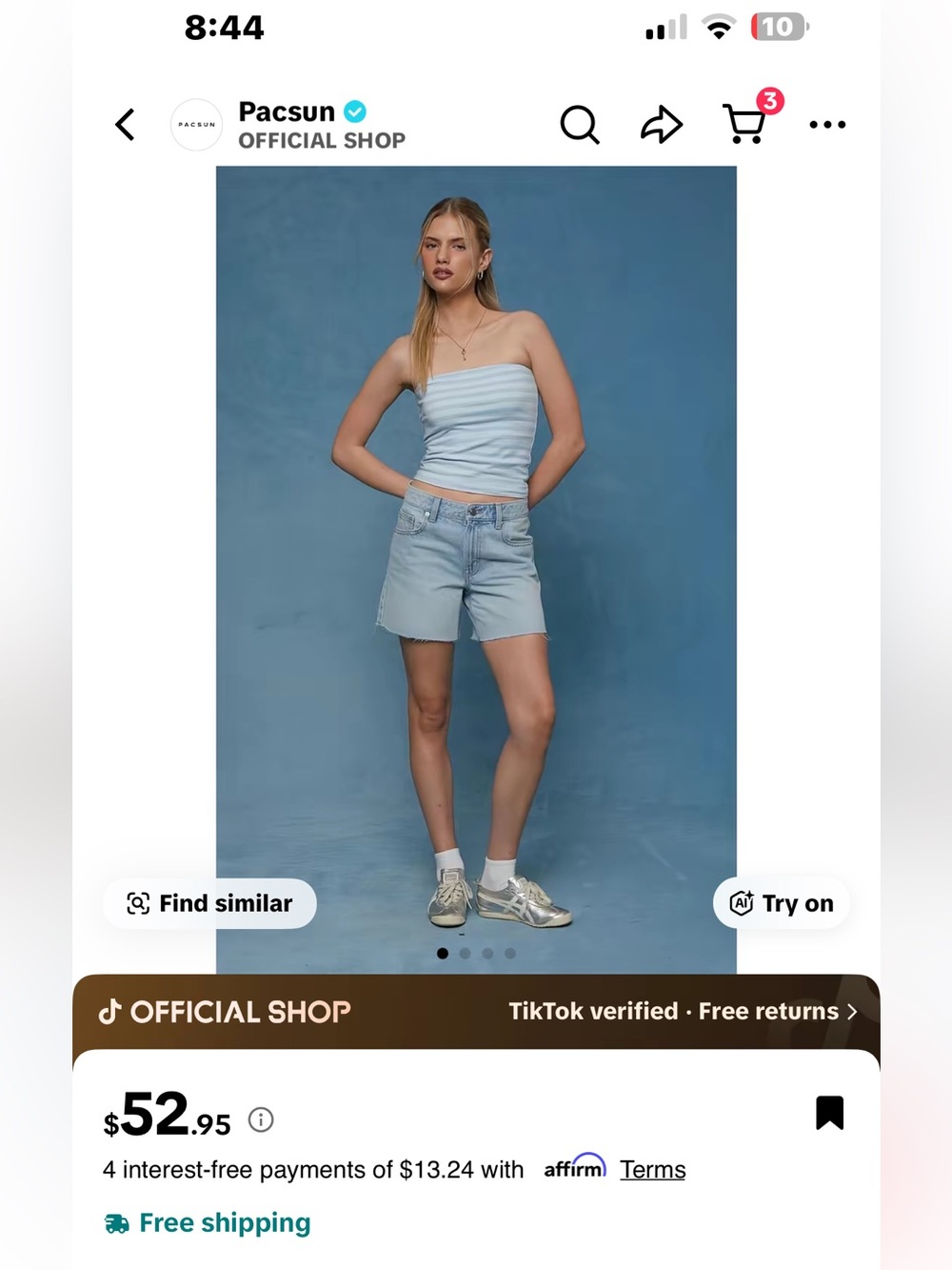 PacSun Light Blue Raw-Hem Mom Jean Shorts